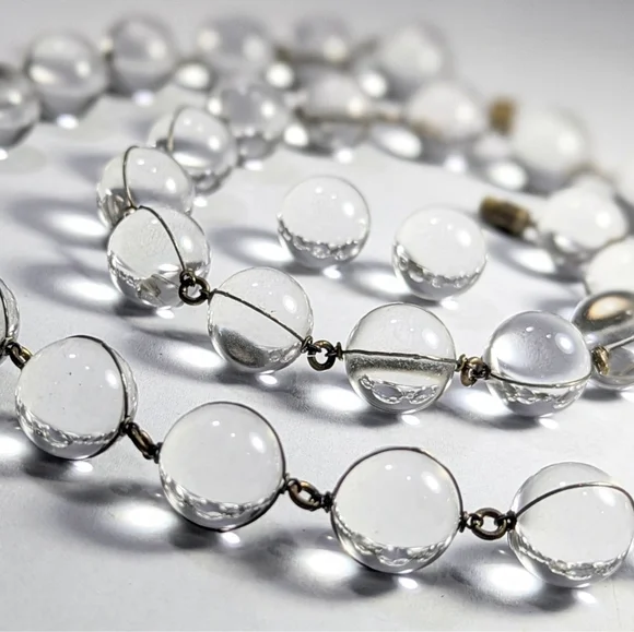 GORGEOUS Early Deco Era Wire Wrapped Pools Of Light Rock Crystal Necklace - Picture 9 of 10